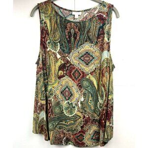 J Jill Sleeveless Top A Line Womens‎ XL Pullover Artsy Paisley Colorful Bohemian